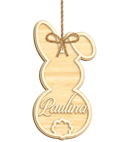 Drewniana ozdoba, wielkanocny zajączek z imieniem