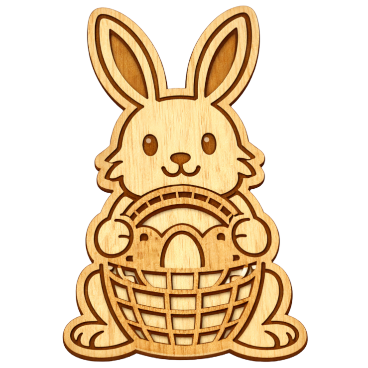 Drewniany wielkanocny króliczek z koszyczkiem