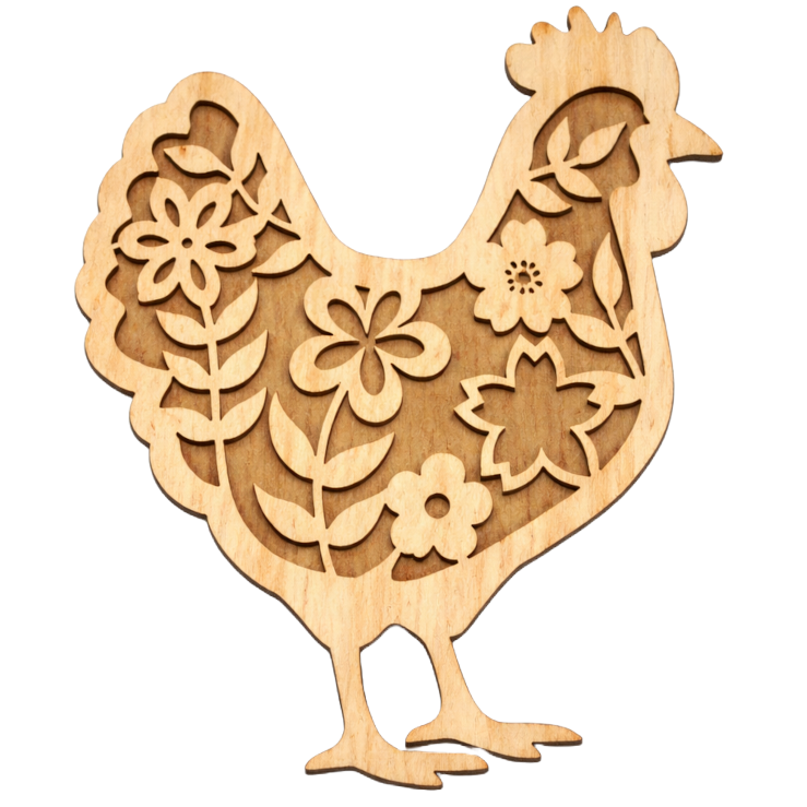 Wielkanocny drewniany kurczak z kwiatkami